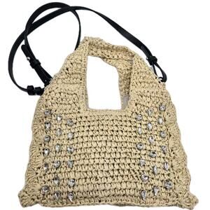 NWT BTB Los Angeles Straw Bag Crystal Embellished Crossbody Boho Shabby Chic Cot
